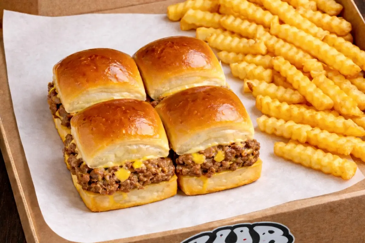Chopped Cheese sliders with fries